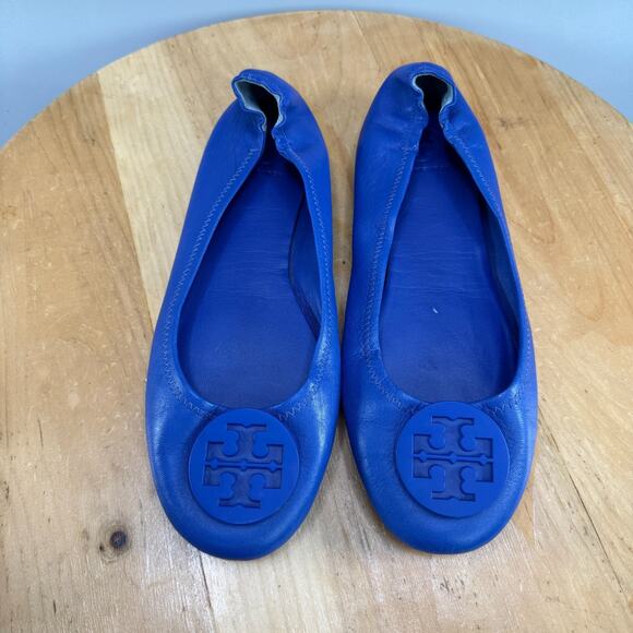 Tory Burch Minnie Travel Ballet Flats Womens Size 9.5 M Shoes Blue Leather - Picture 5 of 10
